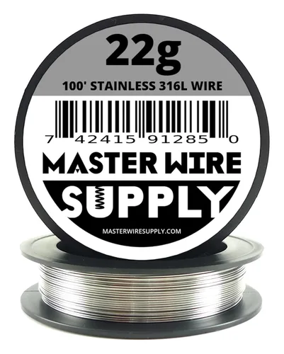 Acero inoxidable 316L – 100 pies – calibre 22 – 100 pies – 0.026 in – 0.025 pulgadas – Fabricado en Estados Unidos – Master Wire Supply
