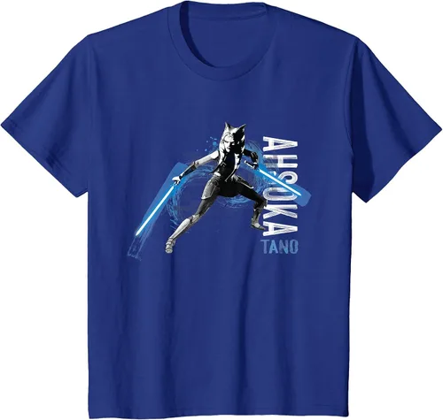 Vista 18 de Star Wars The Clone Wars Ahsoka Tano Dual Lightsabers Camiseta Asphalt Grey