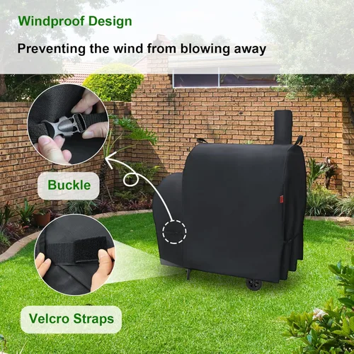 Vista 5 de Cubierta de parrilla al aire libre para parrilla de carbón Royal Gourmet CC1830FC Barrel, cubierta impermeable de 46" 600D resistente para barbacoa