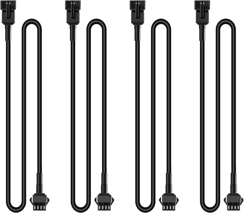 Vista 3 de Hovano 4 cables de extensión de 4 pines de 40 pulgadas y 4 divisores de 2 vías para LED, motocicleta, ATV, Trikes, luz de coche de golf, tira