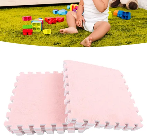 Vista 4 de Garosa Juego de 10 alfombrillas de espuma de rompecabezas de felpa entrelazadas para niños, decoración de sala
