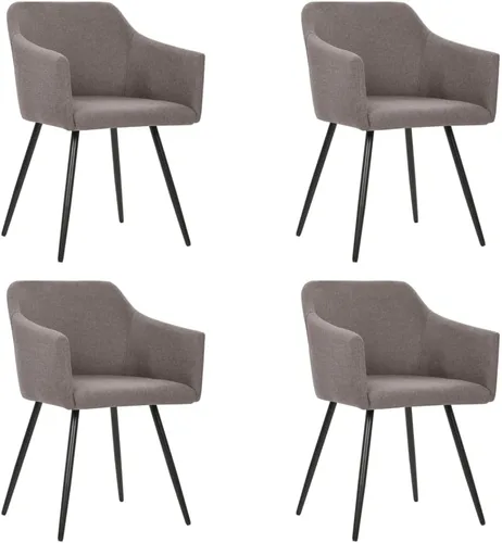 Vista 13 de Modern Dining Chairs Set of 4 Brown Fabric Upholstered Kitchen Chairs with Black Metal Frame for Dining Room and Kitchen Use