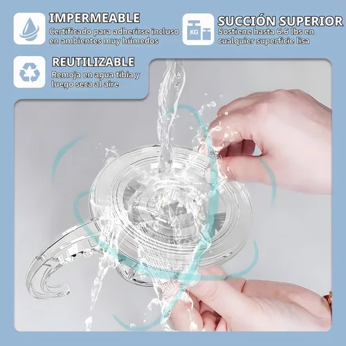 Vista 3 de CozyBlue Ganchos de ventosa resistentes – Paquete de 2 ganchos de ducha impermeables y reutilizables – extraíbles para ventana, puerta de cristal