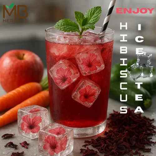 Vista 3 de MB Herbals Hibiscus en polvo 227g Media Libra Polvo de flor de hibisco sabdariffa para té refrescante y cuidado del cabello