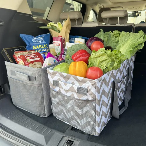 Vista 2 de Joyfol Day Bolsa de Utilidad Extra Grande, Bolsas de Compras Reutilizables Plegables, Marco de Metal Mejorado, Con Asas Resistentes Fondo Reforzado