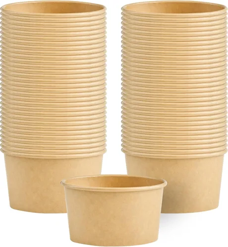 Vista 34 de Coppetta - Vasos de postre de 3 onzas, 50 tazas desechables para helado, tapas se venden por separado, cuencos de yogur congelado de papel rojo