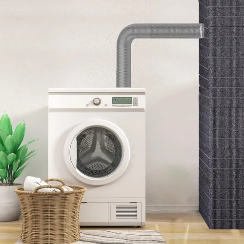 Vista 5 de TEAIERXY Manguera de ventilación de secadora de 4 pulgadas y 8 pies, conducto de aire aislado flexible, manguera de ventilación de PVC con lámina