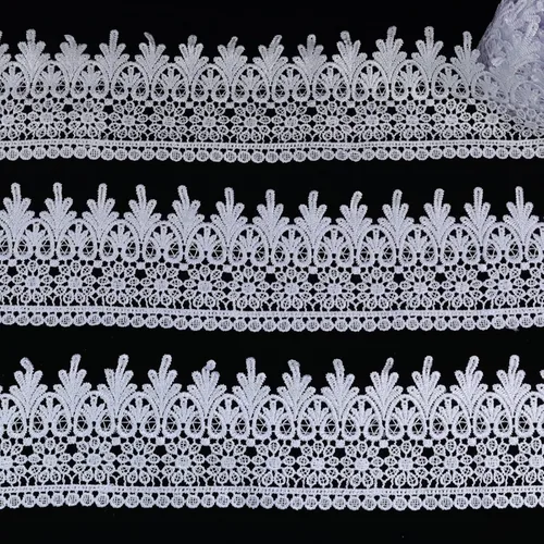 Vista 7 de Cinta de encaje negro de 11 yardas de ancho, borde bordado, para costura, manualidades, boda, apliques, decoración del hogar