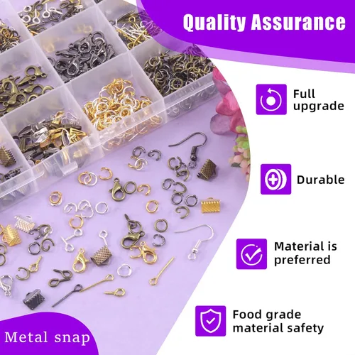 Vista 5 de Swpeet Kit de 1490 piezas de suministros para hacer joyas con herramientas de fabricación de joyas, alicates de joyería, 4 cables de joyería