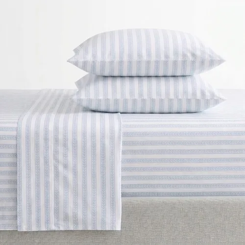 Vista 40 de Martha Stewart - Juego de sábanas tamaño individual con sábana bajera y funda de almohada, ropa de cama de percal de algodón con una sensación