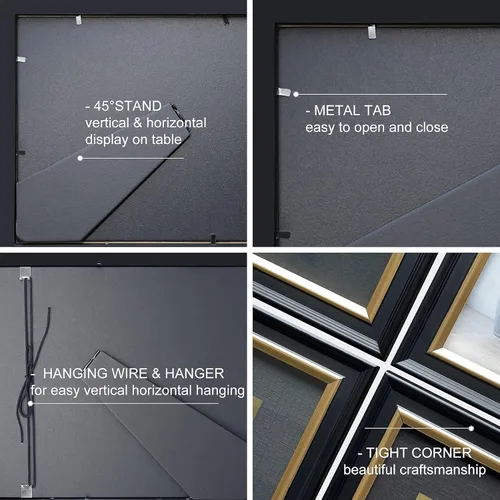 Vista 7 de CREKERT Marco de diploma de 11 x 14 grados, madera maciza, vidrio inastillable para documentos, marco dorado negro de 8.5 x 11 pulgadas con paspartú