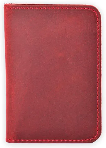 Vista 3 de Cartera delgada de cuero para hombre cartera minimalista con bolsillo frontal cartera para tarjetas de crédito Rojo Minimalista