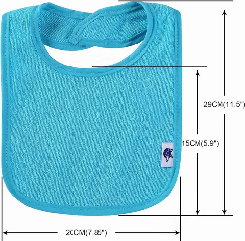 Vista 2 de Paquete de 12 baberos de algodón de rizo, baberos unisex con relleno de fibra impermeable para alimentación, dentición, babeo Boy