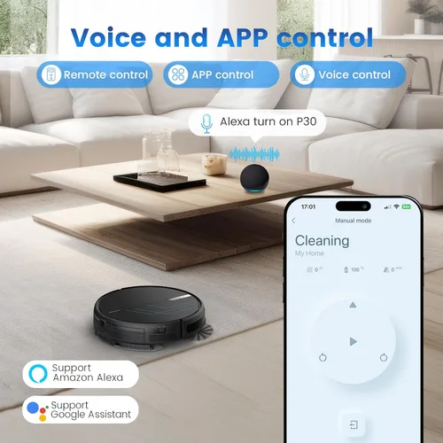 Vista 6 de AIRROBO Robot Vacuum and Mop, 3000Pa Powerful Suction Robot Vacuum Cleaner with Self-Charging, Wi-Fi/App/Voice Control, Advanced Obstacle Avoidance