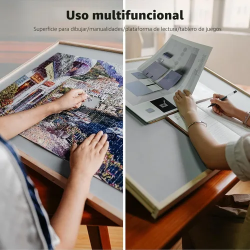Vista 6 de ALL4JIG, tabla de rompecabezas 2 en 1 basculante y giratoria de 1500 piezas para regalos de adultos, mesa de rompecabezas de madera con 4 cajones
