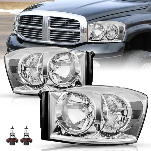 Vista 10 de TUSDAR Juego de Ensamblaje de Faros Compatible con Dodge Ram 1500 2006-2008/Dodge Ram 2500/3500 2006-2009 Pickup Lado del Conductor y Pasajero