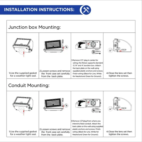 Vista 7 de Paquete de pared LED de 35 W, 4.200lm 5000K luz de día al aire libre accesorio de luz, ETL listado, IP65 impermeable LED Full Cutoff Wall Pack
