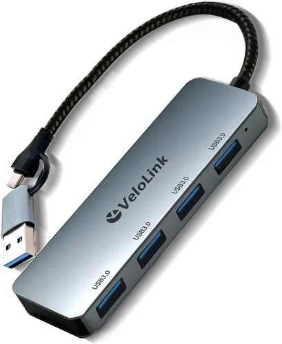 Vista 8 de Hub USB 3.0, adaptador multipuerto USB, concentrador extensor USB de 4 puertos, divisor USB para portátil/PC/MacBook/iPad Pro/iMac y más