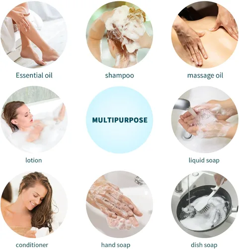 Vista 6 de Botellas Dispensadoras de Bomba de Plástico Vacías Paquete de 2 Botellas con Bomba Recargables Transparentes para Champú, Jabón Líquido, Aceite