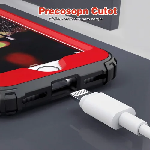 Vista 10 de IDweel Funda para iPhone SE 2020 con protector de pantalla, para iPhone SE 2022, 3 en 1, absorción de golpes, ajuste delgado, cubierta de Negro