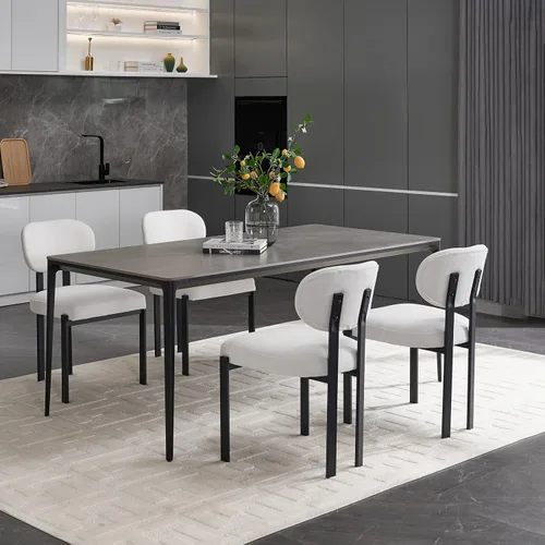 Vista 9 de Modern Dining Chairs Set of 2, Mid-Century Upholstered Kitchen Dining Room Chairs with Metal Legs, Table & Chair Sets, Desk Chair,Beige