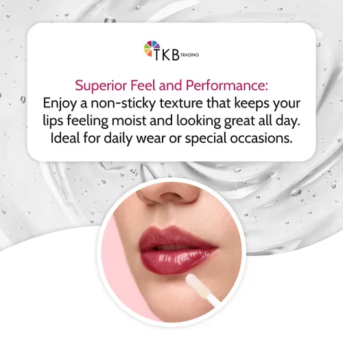 Vista 6 de TKB Base de brillo labial Versagel que cambia de color, transparente a rosa, vegano, libre de crueldad, de larga duración, personalizable