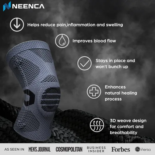 Vista 4 de NEENCA - Rodillera profesional de compresión, tecnología de punto horizontal, grado médico, para desgarro de menisco, ligamento anterior cruzado