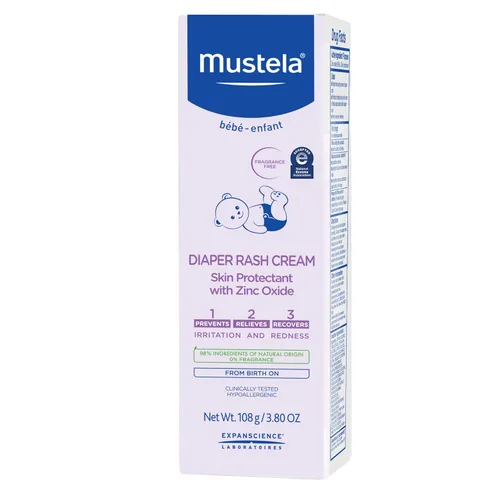 Vista 3 de Mustela Baby Pañal Rash Cream 123 - Protector de piel con óxido de zinc - Sin fragancia y sin parabenos, con 98% de ingredientes naturales, varios