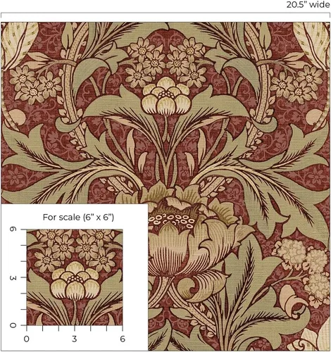 Vista 9 de NextWall - Papel pintado floral de acanto para despegar y pegar (Arcilla Roja y Líquen)