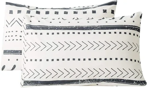 Vista 13 de SUSYBAO Juego de 2 fundas de almohada de tamaño Queen, 100% algodón, estampado floral, estampado de cachemira, color azul aguamarina, con cierre