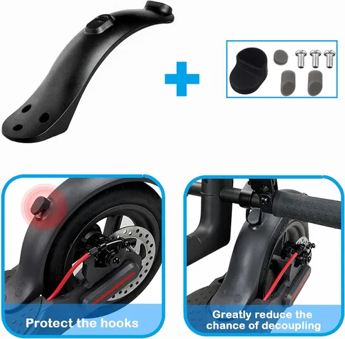 Vista 5 de Guardabarros trasero para scooter eléctrico compatible con Xiaomi 1S M365 Pro, guardabarros trasero para scooter eléctrico con luces traseras, pieza