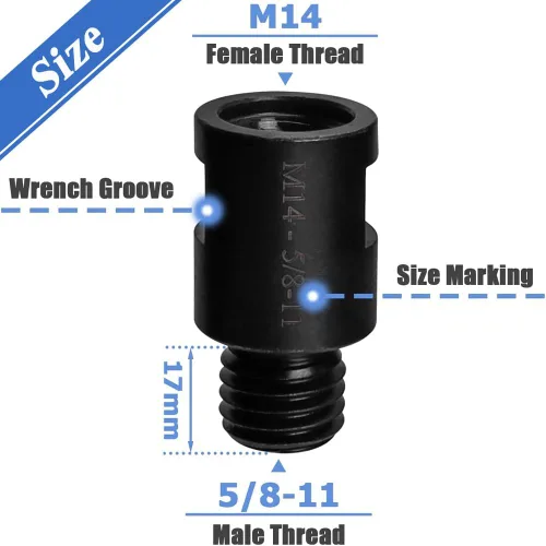 Vista 2 de Wolfride Adaptador de accesorio para amoladora angular M14 a 5/8"-11 M14 hembra a adaptador macho 5/8-11 (2 piezas)