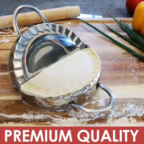 Vista 5 de KAYCROWN Molde para ravioles de acero inoxidable para empanadas, molde para hacer albóndigas Pierogi, cortador de masa de pastelería, accesorios