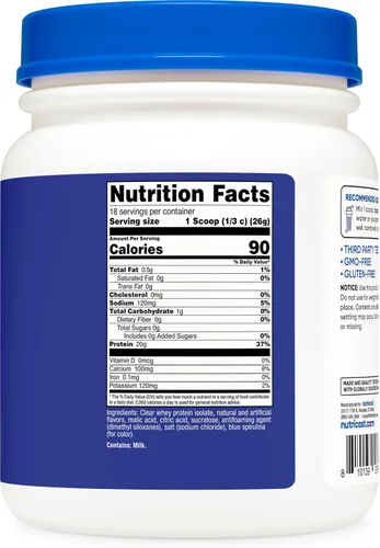 Vista 5 de Nutricost Polvo aislado de proteína de suero transparente (Berry Blast) 1 libra – 0.71 oz de proteína, 0.00 oz de azúcar añadido, sin OMG, sin gluten