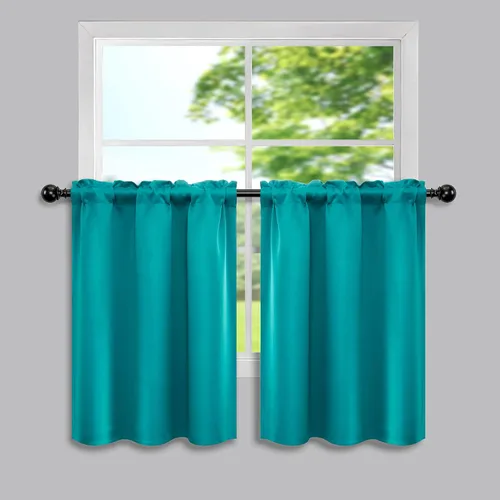 Vista 33 de Mrs.Naturall - Cortinas opacas cortas beige para ventanas pequeñas de 18x24 pulgadas de largo