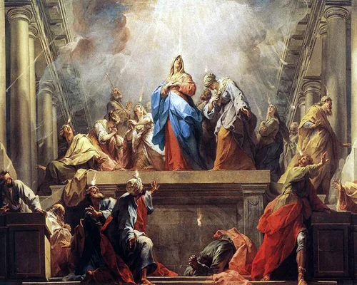 Cuadro de impresión católica - Pentecostés - 8" x 10" listo para ser enmarcado