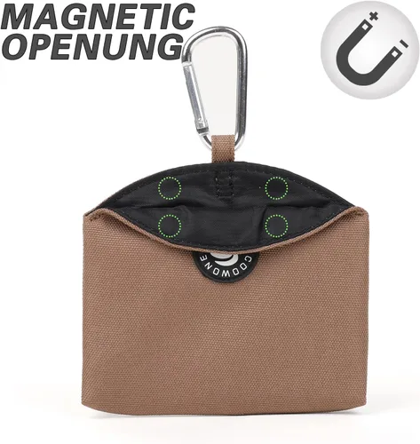 Vista 2 de COOWONE Bolsa de golosinas para perros con cierre magnético, bolsa de entrenamiento para perros pequeños, tamaño de bolsillo, bolsa de golosinas Café