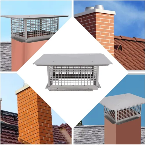 Vista 3 de Tapa de chimenea, 17 x 29 pulgadas, cubierta de chimenea de acero inoxidable 304, tapas de chimenea con pernos y tiras de fijación, cubierta