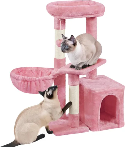 Yaheetech Árbol para gatos, torre para gatos de 34 pulgadas para gatos de interior, muebles de condominio de varios niveles para mascotas, cama para
