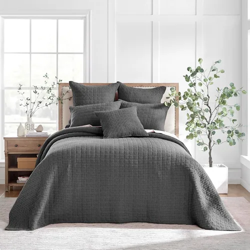 Vista 37 de Levtex Home Mills Waffle - Juego de colcha individual (84 x 104 pulgadas) con 1 funda de almohada (26 x 20 pulgadas), Adobe, juego de colcha 100%