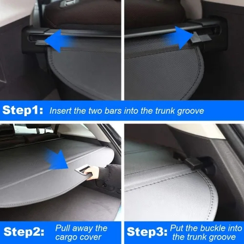 Vista 6 de Cubierta de carga para Hyundai Santa Fe accesorios 2019 2020 2021 2022 2023 negro cubierta de seguridad para maletero