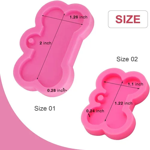 Vista 2 de 2 moldes brillantes para llavero con forma de hueso de perro, moldes de silicona de resina para resina epoxi, moldes de silicona de arcilla