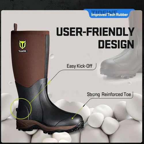 Vista 5 de TIDEWE Botas de Neopreno de Goma para Hombres y Mujeres, Botas de Neopreno Impermeables Resistentes de 6mm, Botas de Lluvia Botas de Caza Botas
