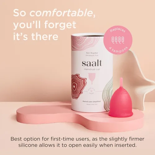 Vista 2 de Saalt Copa menstrual – Copa menstrual reutilizable – Hecha para una protección cómoda y libre de fugas hasta 12 horas – Sin BPA y látex – Incluye