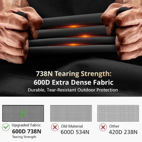 Vista 3 de QH.HOME Cubierta rectangular para hoguera súper impermeable 42 pulgadas de largo x 24 pulgadas de ancho x 24 pulgadas de alto, cubierta de mesa