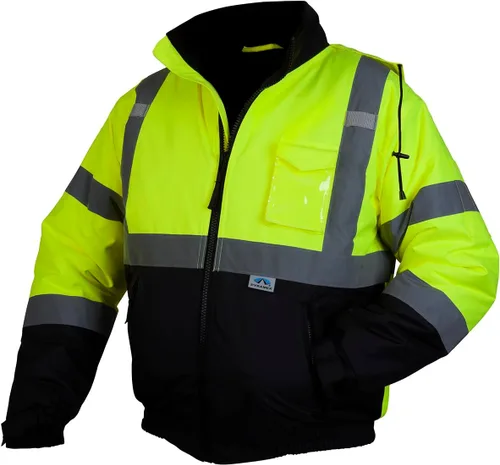 Vista 2 de Pyramex RJ32 Series Waterproof Hi-Vis Orange Lime Bomber Jacket with Quilted Lining - Size Large