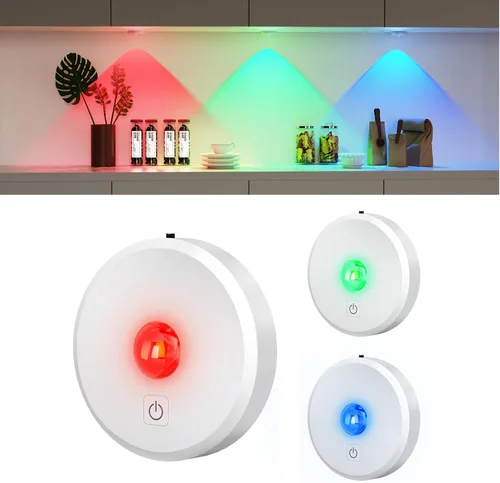 Vista 9 de Luces de disco recargables con control remoto, 12 luces LED de cambio de color inalámbricas para debajo del gabinete, luces LED RGB para TV