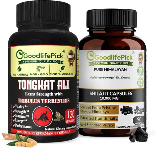 Tongkat Ali & Himalayan Shilajit Virtual Bundle – 120 y 90 cápsulas vegetales – Tribulus Terrestris, extracto de Longjack, minerales traza – Todo