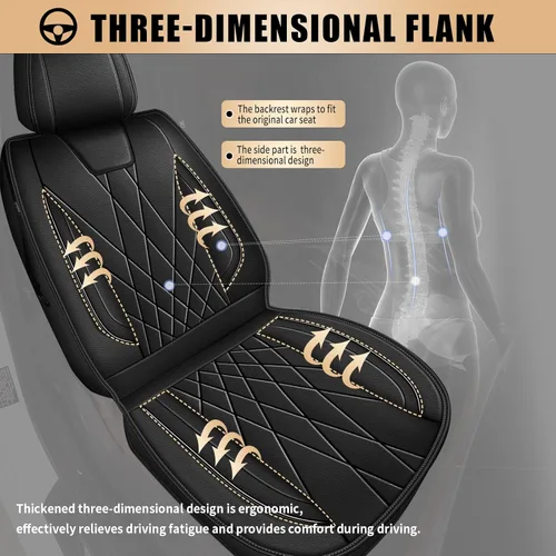 Vista 2 de Fundas para Asientos de Coche, 2 Fundas de Asiento Frontales de Cuero Sintético para Honda Civic 2003-2015 (Juego de 2 Asientos Delanteros, Negro)