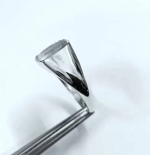 Vista 6 de Anillo cuadrado de plata de ley 925 con forma de cojín para hombre, ajuste de bisel en blanco, 0.49 x 0.39 pulgadas, base de anillo en blanco